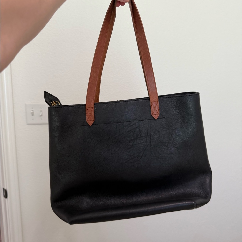 Madewell Black and Brown Leather Tote Bag